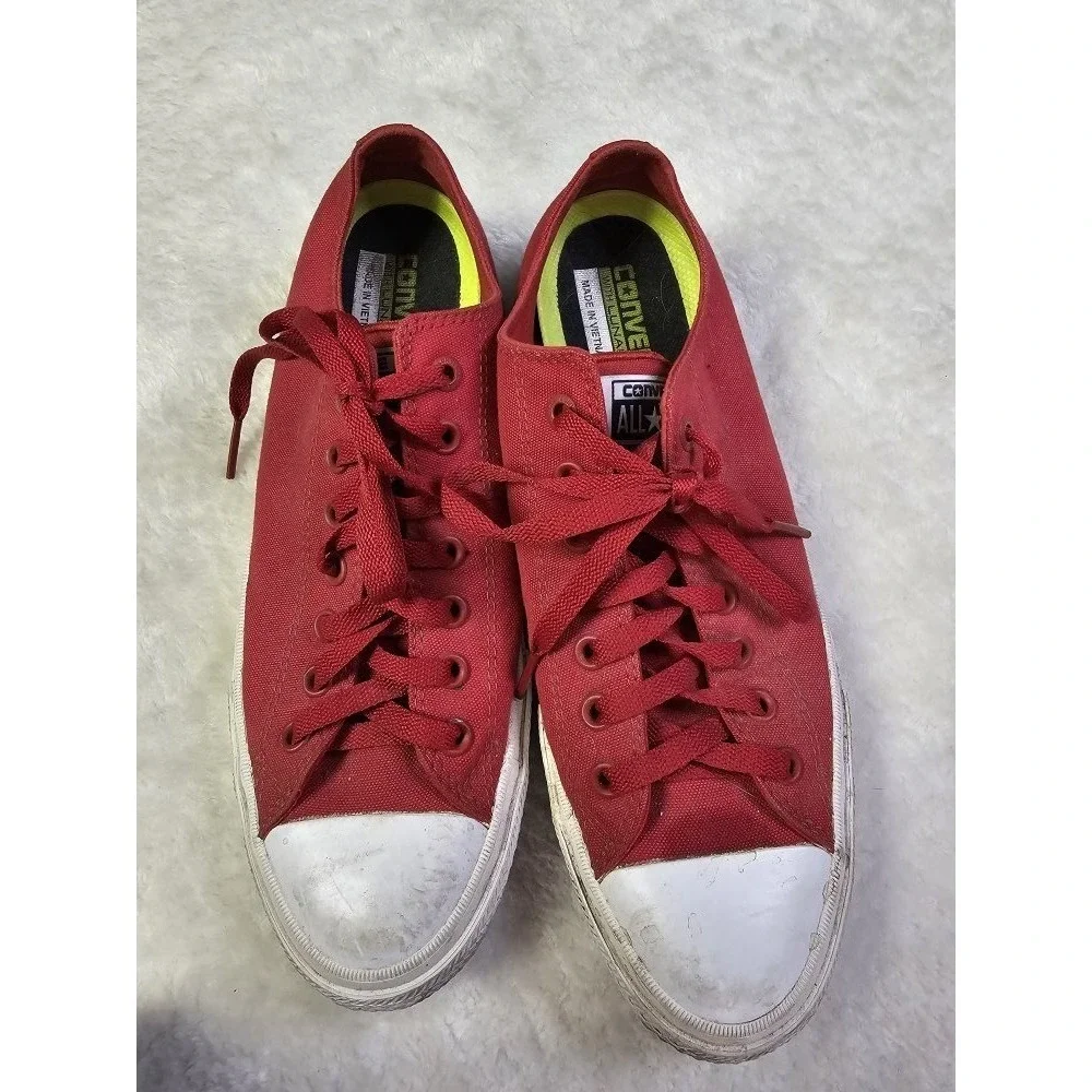Converse All Star Mens Size 10 Red Canvas Sneakers - Picture 2 of 10
